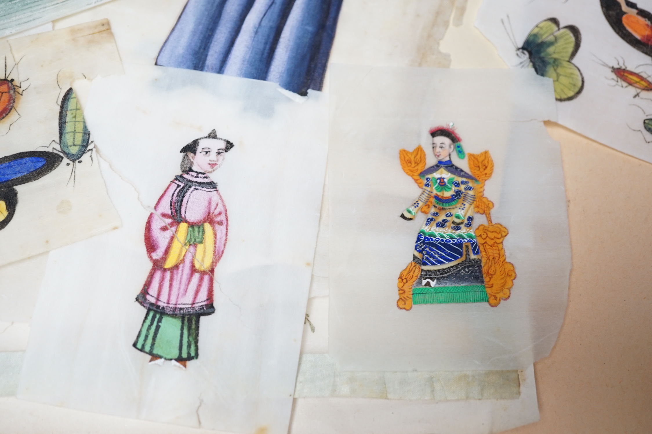 A folder of Chinese pith paper paintings